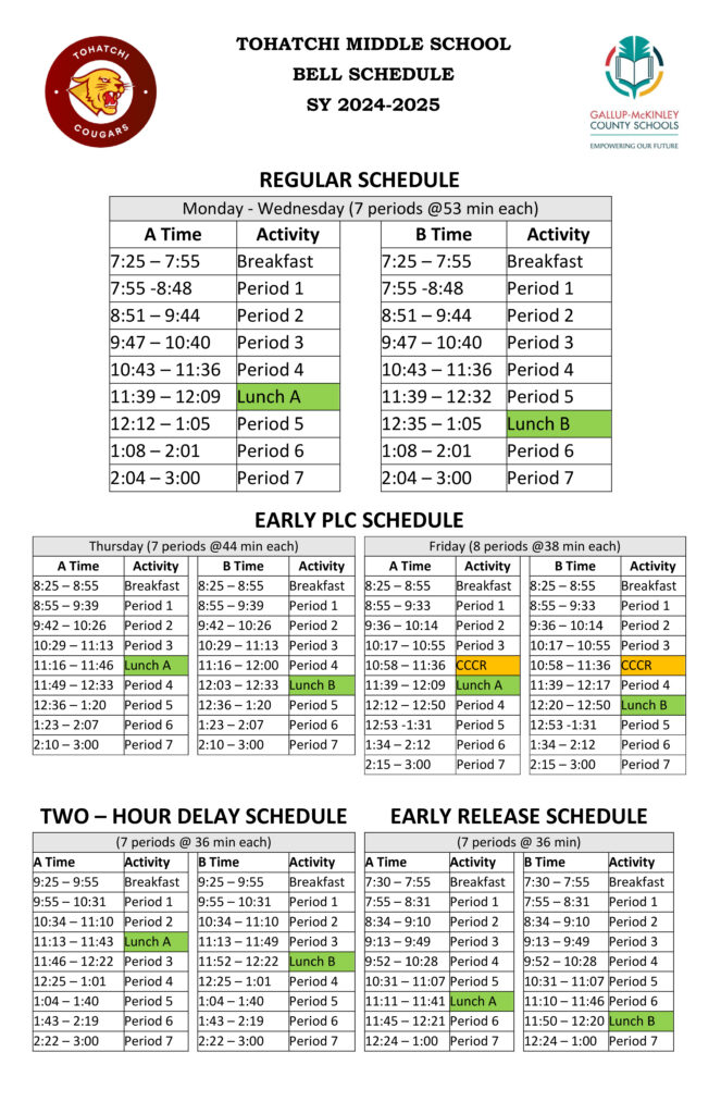 TOM Bell Schedule SY 24 25